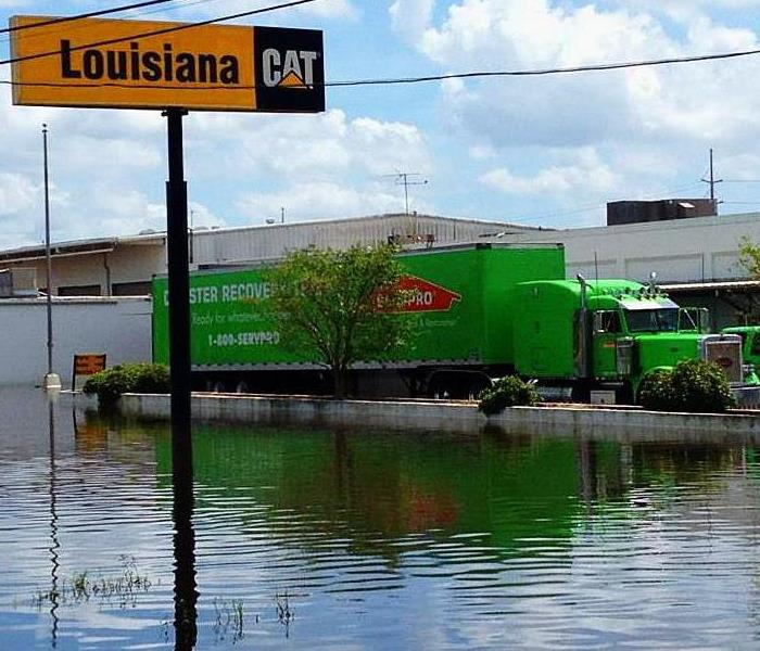 SERVPRO Semi Truck at flood damaged warehouse